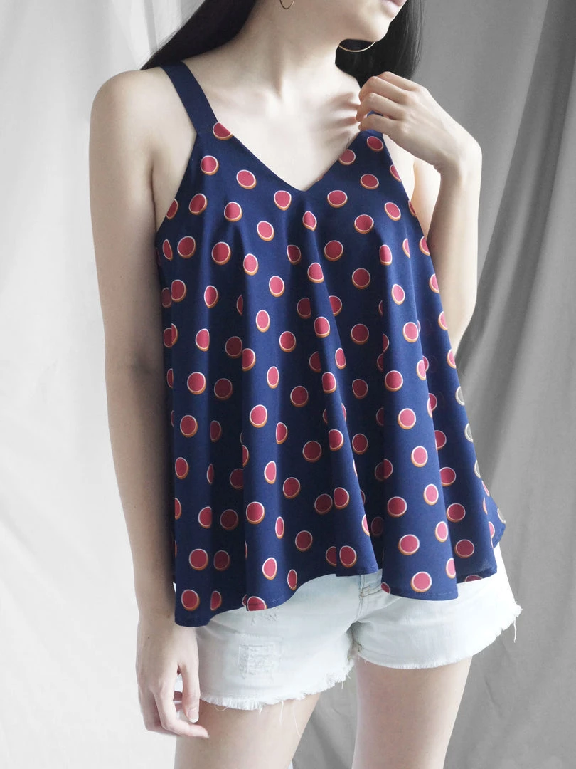 Gabi The Label Polly Ribbon Top - Navy Blue