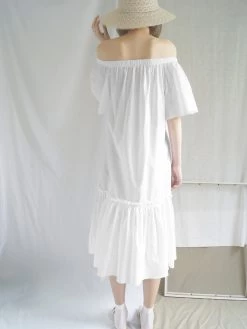 Gabi The Label Tahini Off-Shoulder Dress - White