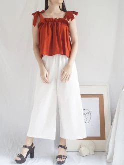 Gabi The Label White Ribbon Pants CLOTHING