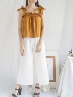 Gabi The Label White Ribbon Pants CLOTHING