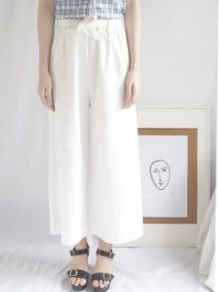 Gabi The Label White Ribbon Pants CLOTHING