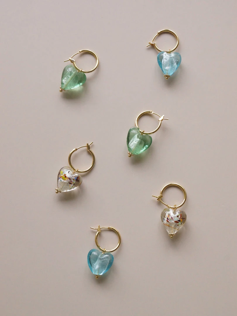 Gabi The Label Glass Heart Hoops - Mosaic Clear *18K Gold-plated