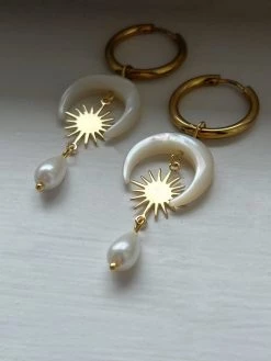 Gabi The Label Goddess Of Moon And Stars Hoop Earrings