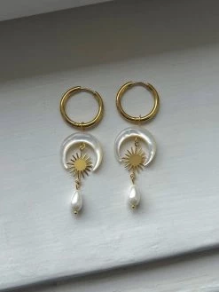 Gabi The Label Goddess Of Moon And Stars Hoop Earrings