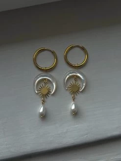 Gabi The Label Goddess Of Moon And Stars Hoop Earrings