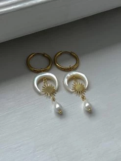 Gabi The Label Goddess Of Moon And Stars Hoop Earrings