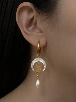 Gabi The Label Goddess Of Moon And Stars Hoop Earrings