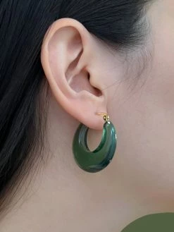 Gabi The Label Vintage Acrylic Cradle Hoops - Juniper Green EARRINGS