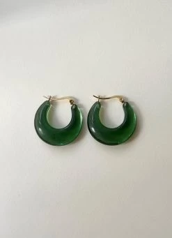 Gabi The Label Vintage Acrylic Cradle Hoops - Juniper Green EARRINGS
