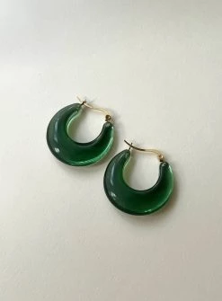 Gabi The Label Vintage Acrylic Cradle Hoops - Juniper Green EARRINGS