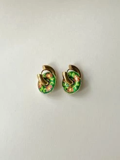 Gabi The Label EARRINGS Donut Hoops - Cloisonne Emerald Green