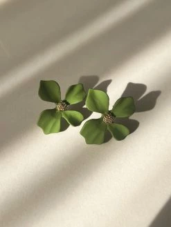 Gabi The Label Matte Flower Earstuds - Olive Green EARRINGS