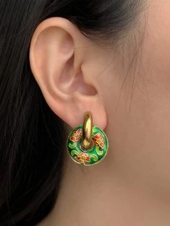 Gabi The Label EARRINGS Donut Hoops - Cloisonne Emerald Green
