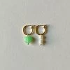 Gabi The Label Mismatched Stone Hoop Earrings - Green Jade/Pearls