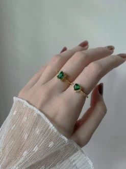 Gabi The Label Emerald Heart Gemstone Ring