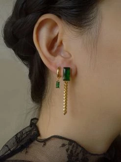 Gabi The Label EARRINGS MIRAGE Huggies - Emerald Green *18K Gold-plated