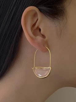 Gabi The Label Half-Moon Crystal Hoop Earrings - Clear