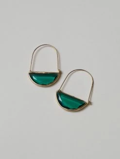 Gabi The Label Half-Moon Crystal Hoop Earrings - Emerald Green