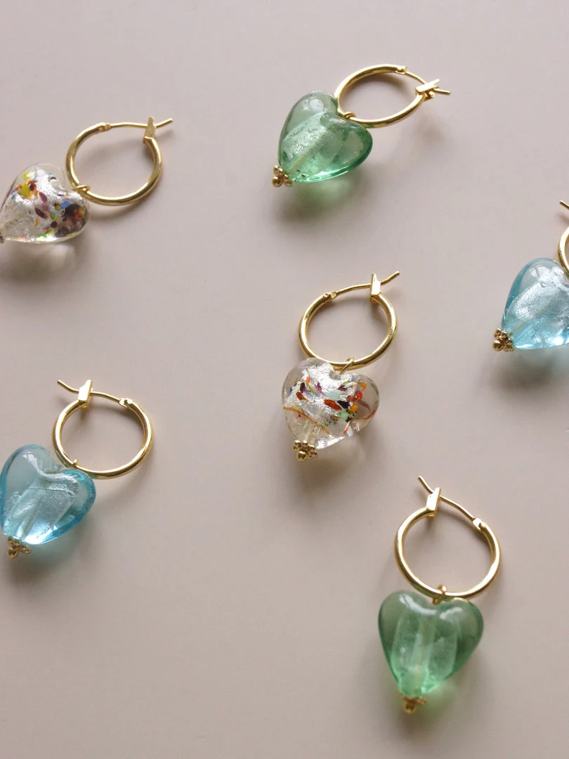 Gabi The Label Glass Heart Hoops - Mosaic Clear *18K Gold-plated