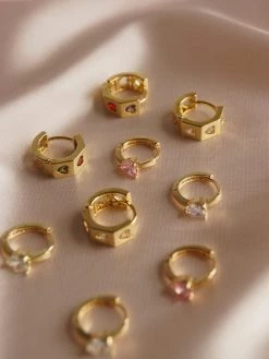 Gabi The Label EARRINGS POPPY Huggies - Pink *Gold-plated