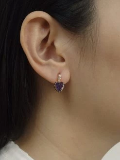 Gabi The Label Jewel Heart Earstuds - Purple *18K Gold-plated