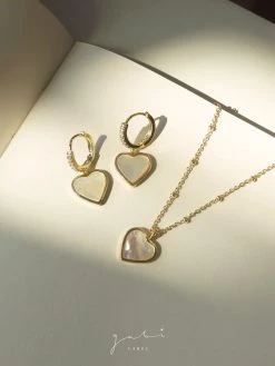 Gabi The Label Heart Shell Pendant Huggies