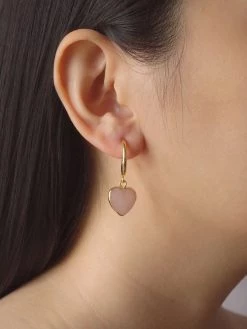 Gabi The Label EARRINGS Blush Stone Heart Hoops *18K Gold-plated