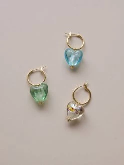 Gabi The Label Glass Heart Hoops - Sky *18K Gold-plated EARRINGS