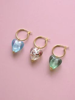 Gabi The Label Glass Heart Hoops - Mosaic Clear *18K Gold-plated