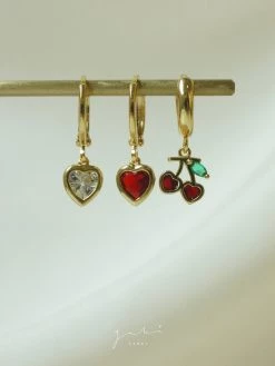 Gabi The Label EARRINGS Heart Cherry Huggies