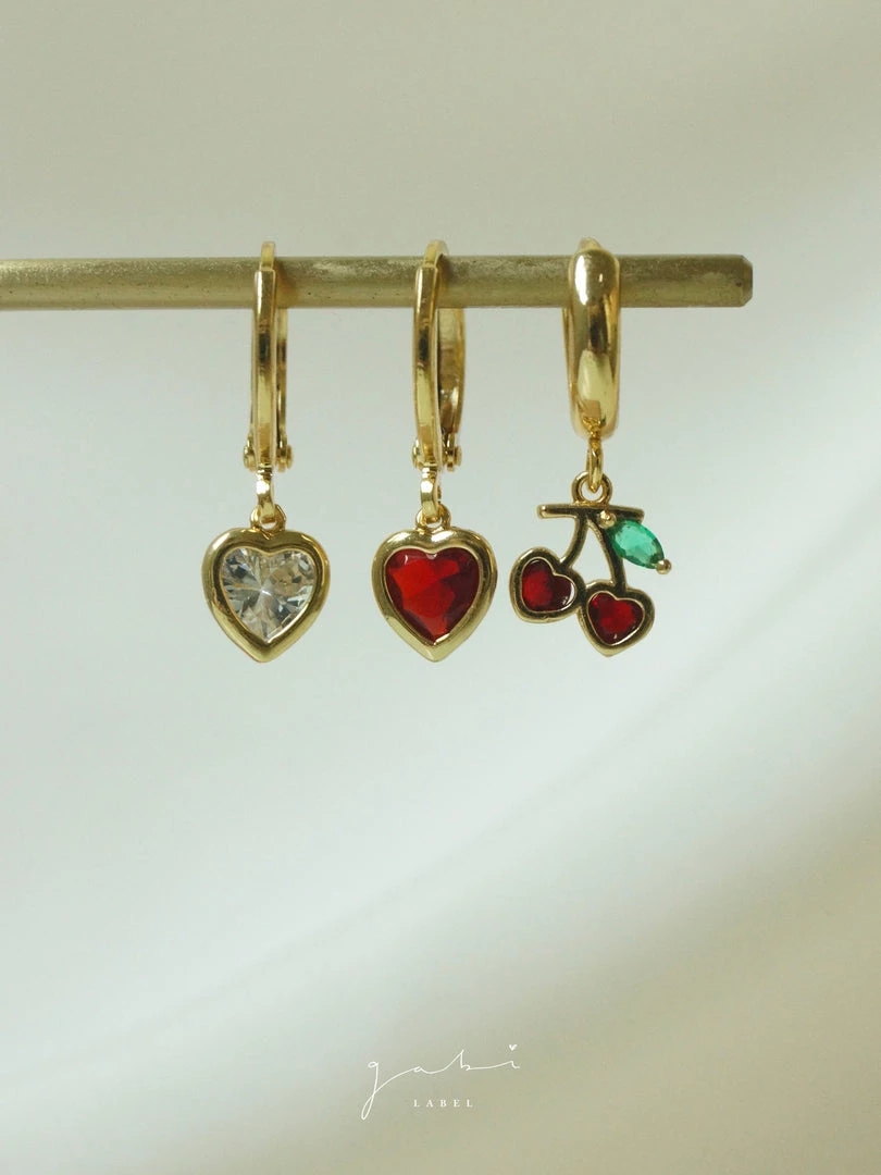 Gabi The Label EARRINGS Heart Cherry Huggies