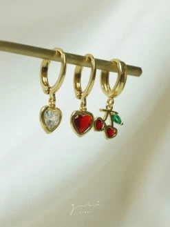 Gabi The Label EARRINGS Heart Gem Huggies - Red