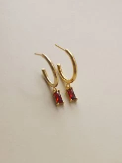 Gabi The Label EARRINGS ILLUMINATE Hoops - Garnet Red *18K Gold-plated