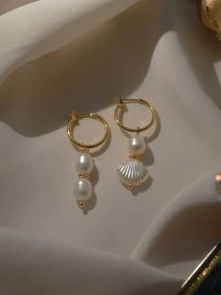 Gabi The Label EARRINGS Island Pearl Hoops *18K Gold-plated
