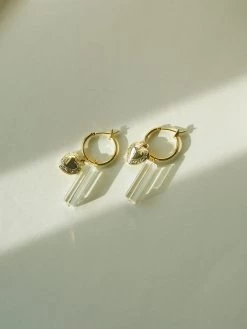 Gabi The Label EARRINGS Locket & Glass Dangle Hoops - Clear