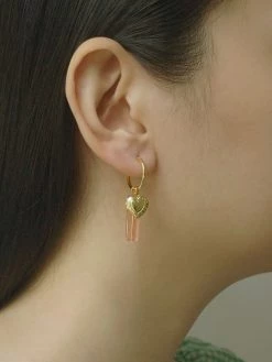 Gabi The Label Locket & Glass Dangle Hoops - Pink