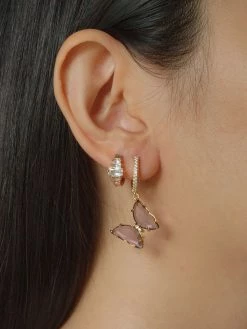 Gabi The Label Loveday Butterfly Hoops - Purple *14k Gold-plated [ Huggies ]