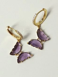 Gabi The Label Loveday Butterfly Hoops - Purple *14k Gold-plated [ Huggies ]