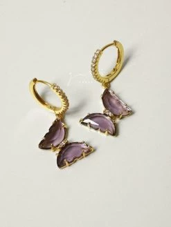Gabi The Label Loveday Butterfly Hoops - Purple *14k Gold-plated [ Huggies ]