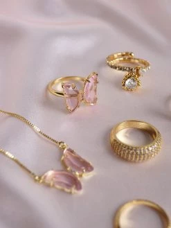 Gabi The Label LOVEDAY Butterfly Ring - Pink *Gold-plated [ Butterflies ]