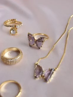Gabi The Label LOVEDAY Butterfly Ring - Purple *Gold-plated