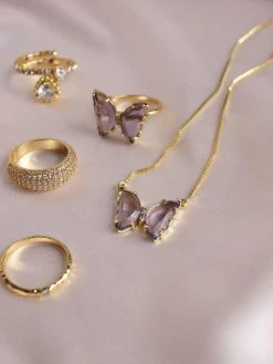 Gabi The Label [ Butterflies ] LOVEDAY Necklace - Purple *Gold-plated