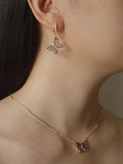 Gabi The Label Loveday Butterfly Hoops - Purple *14k Gold-plated [ Huggies ]