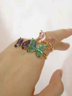 Gabi The Label LOVEDAY Butterfly Ring - Seafoam Green *Gold-plated [ Butterflies ]