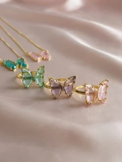 Gabi The Label LOVEDAY Butterfly Ring - Seafoam Green *Gold-plated [ Butterflies ]