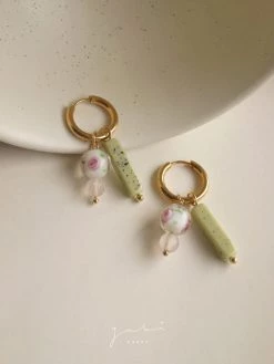 Gabi The Label Rose Matcha Hoop Earrings