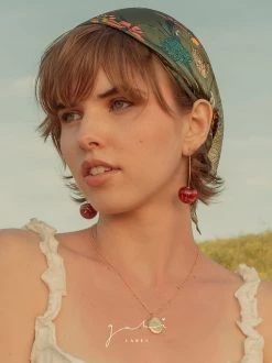 Gabi The Label MIKA Floral Cherry Earrings - Red *Gold-plated Stems