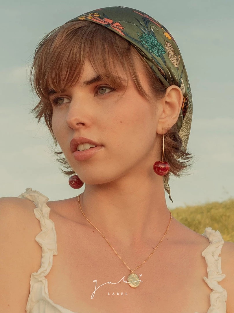 Gabi The Label MIKA Floral Cherry Earrings - Red *Gold-plated Stems