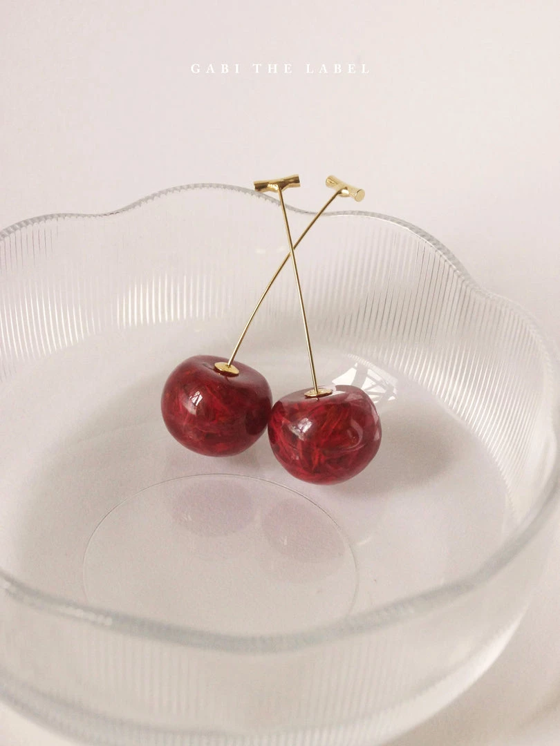 Gabi The Label MIKA Floral Cherry Earrings - Red *Gold-plated Stems
