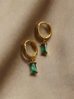 Gabi The Label EARRINGS MIRAGE Huggies - Emerald Green *18K Gold-plated